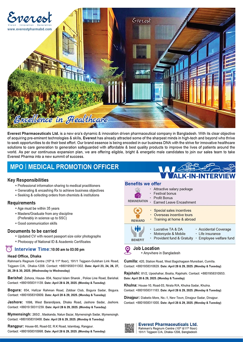 Everest Pharma Job Circular 2025