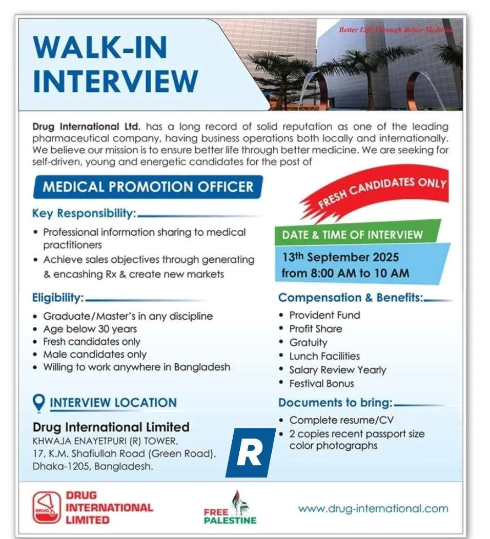 drug international job circular