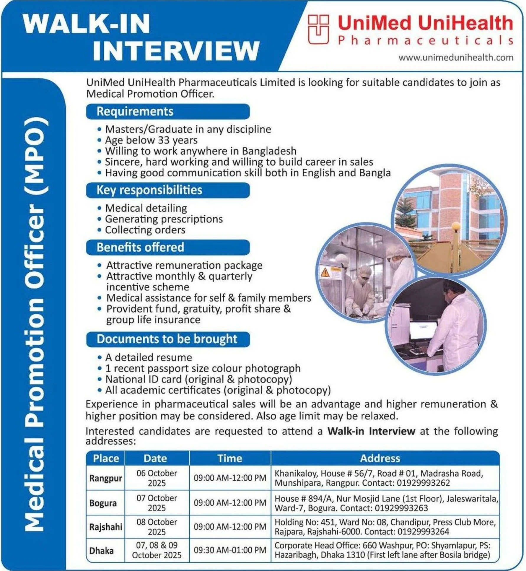 Unimed Unihealth Job Circular