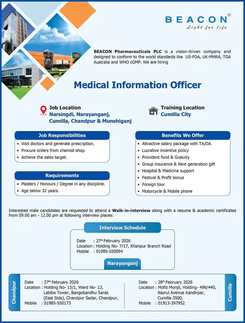beacon pharmaceuticals job circular 2026