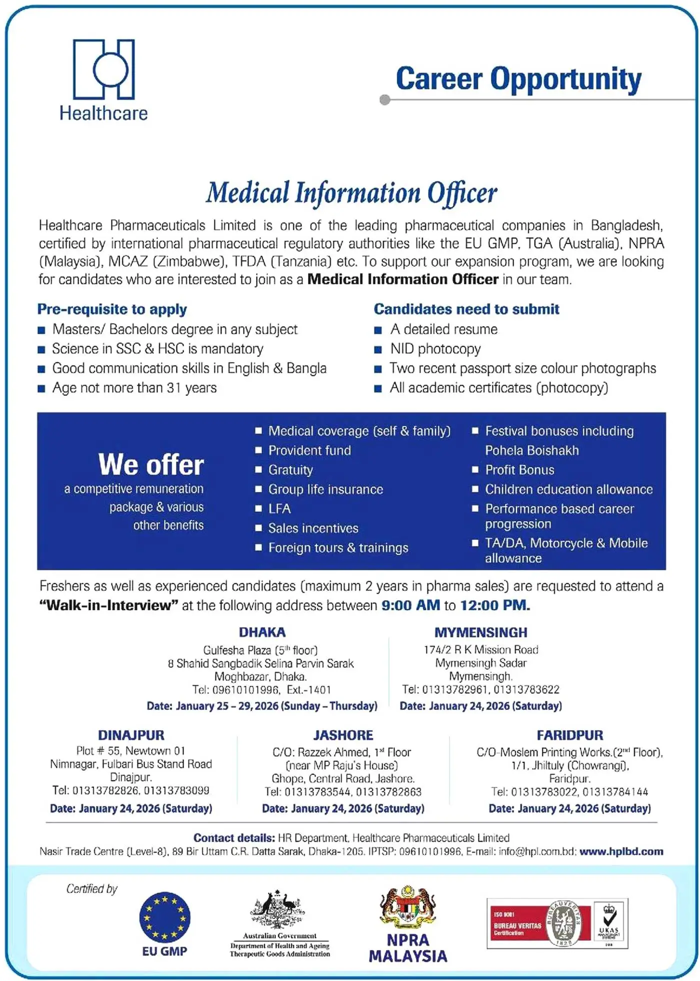 Healthcare Pharmaceuticals Job Circular 2026