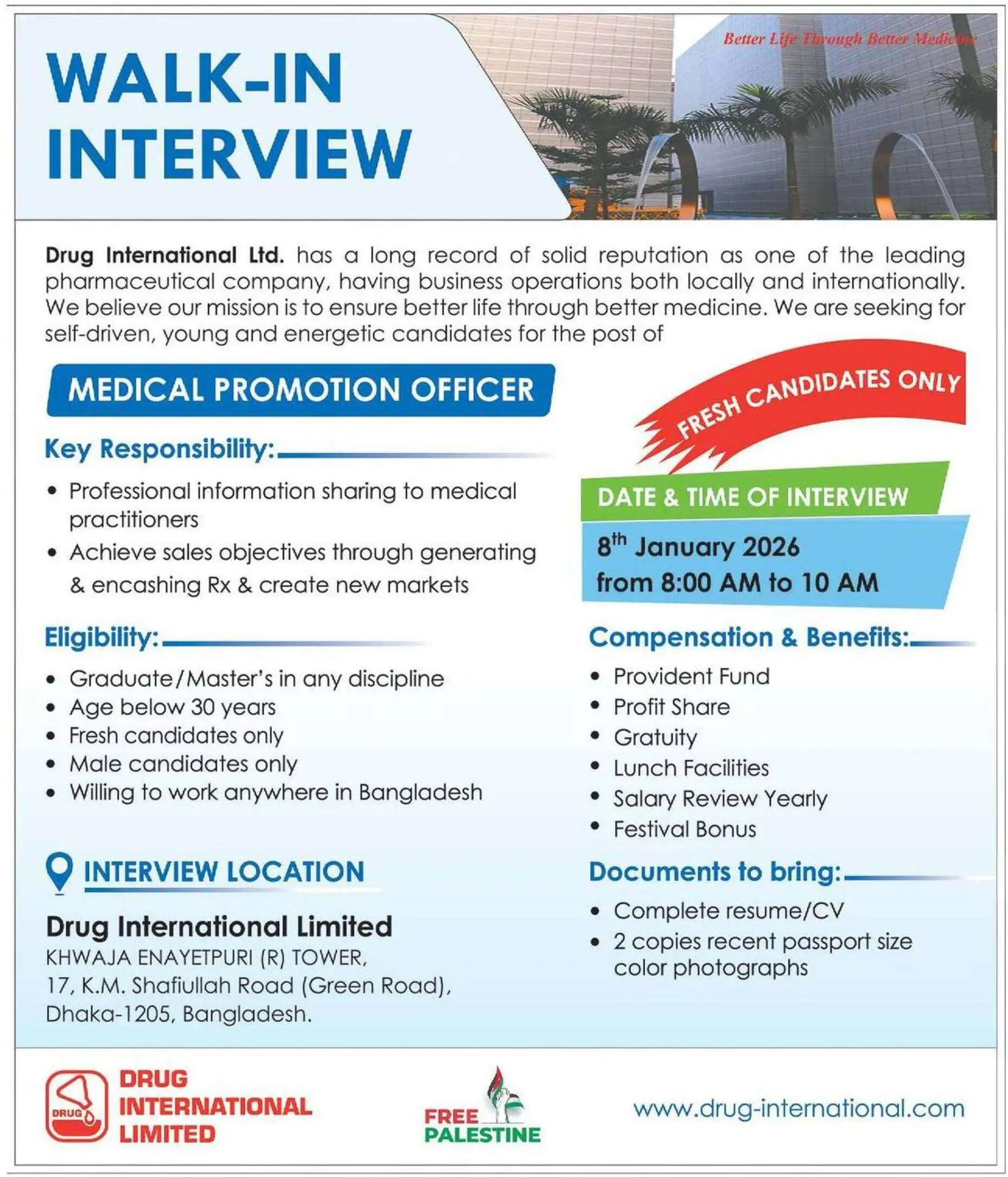 drug international job circular