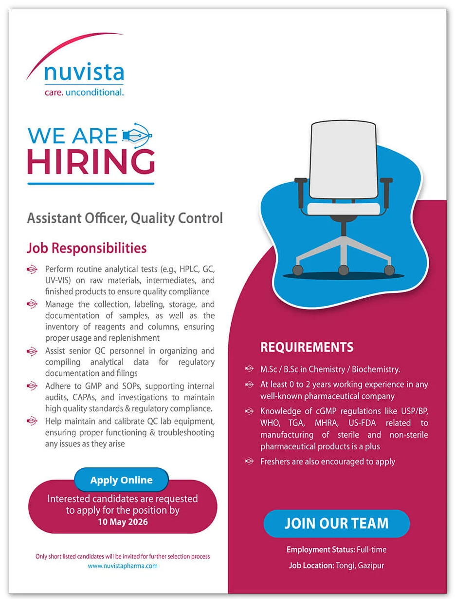 Nuvista Pharma Job Circular 2026