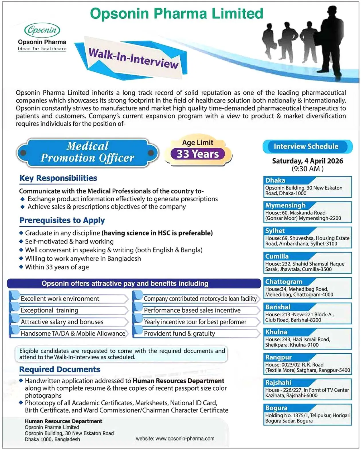 Opsonin pharma job circular 2026