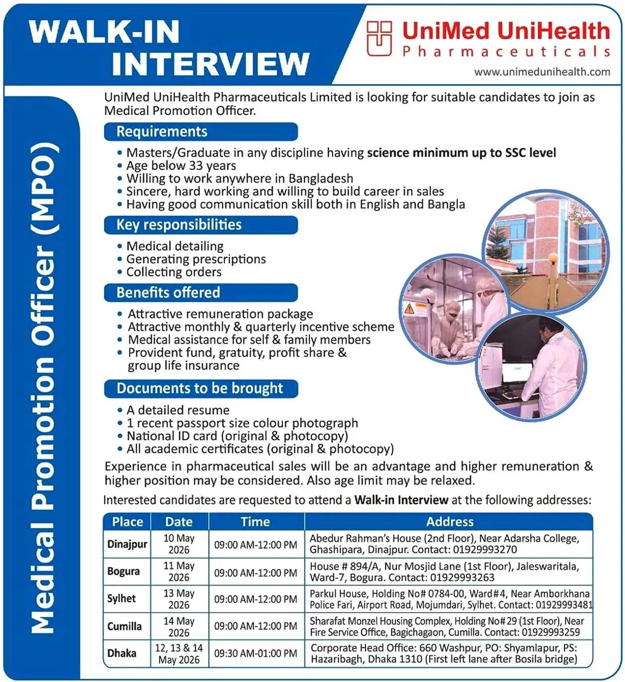 Unimed Unihealth Job Circular