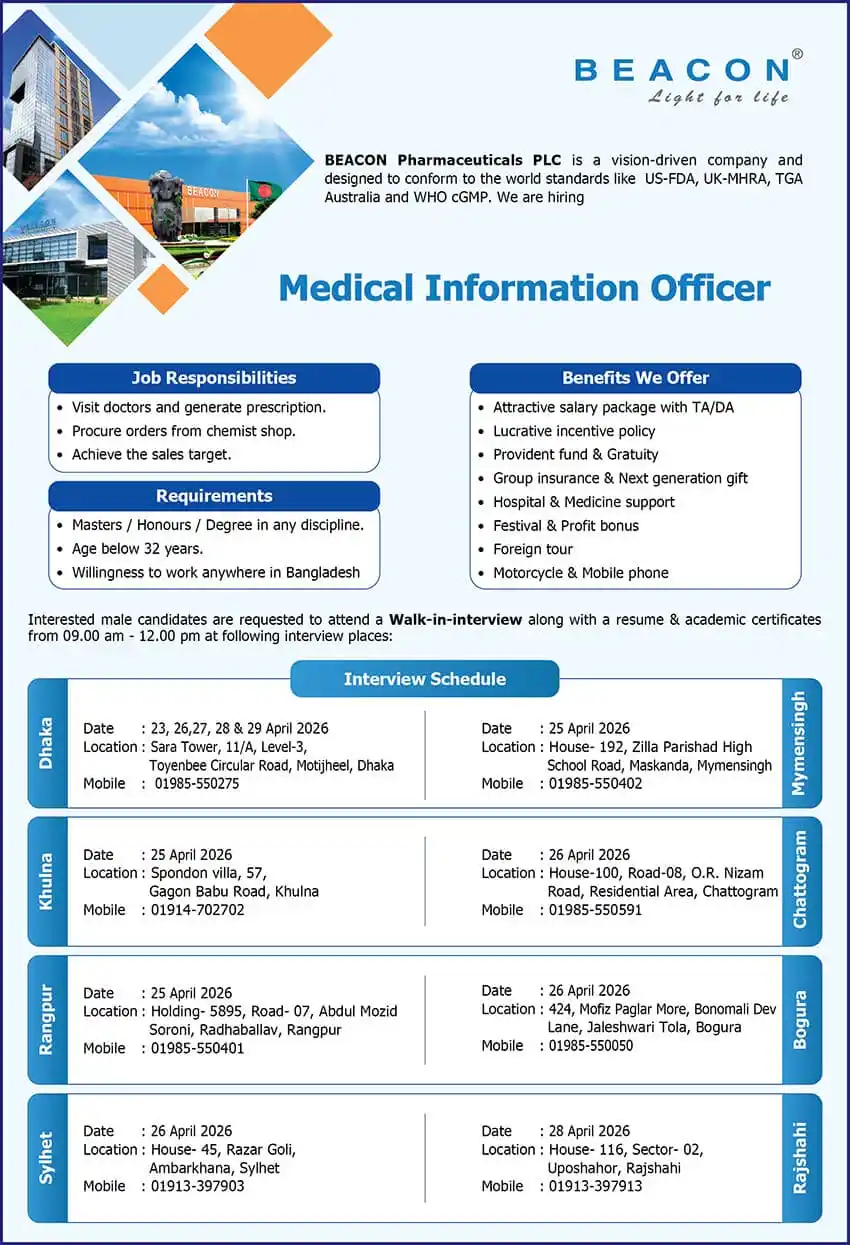 beacon pharmaceuticals job circular 2026
