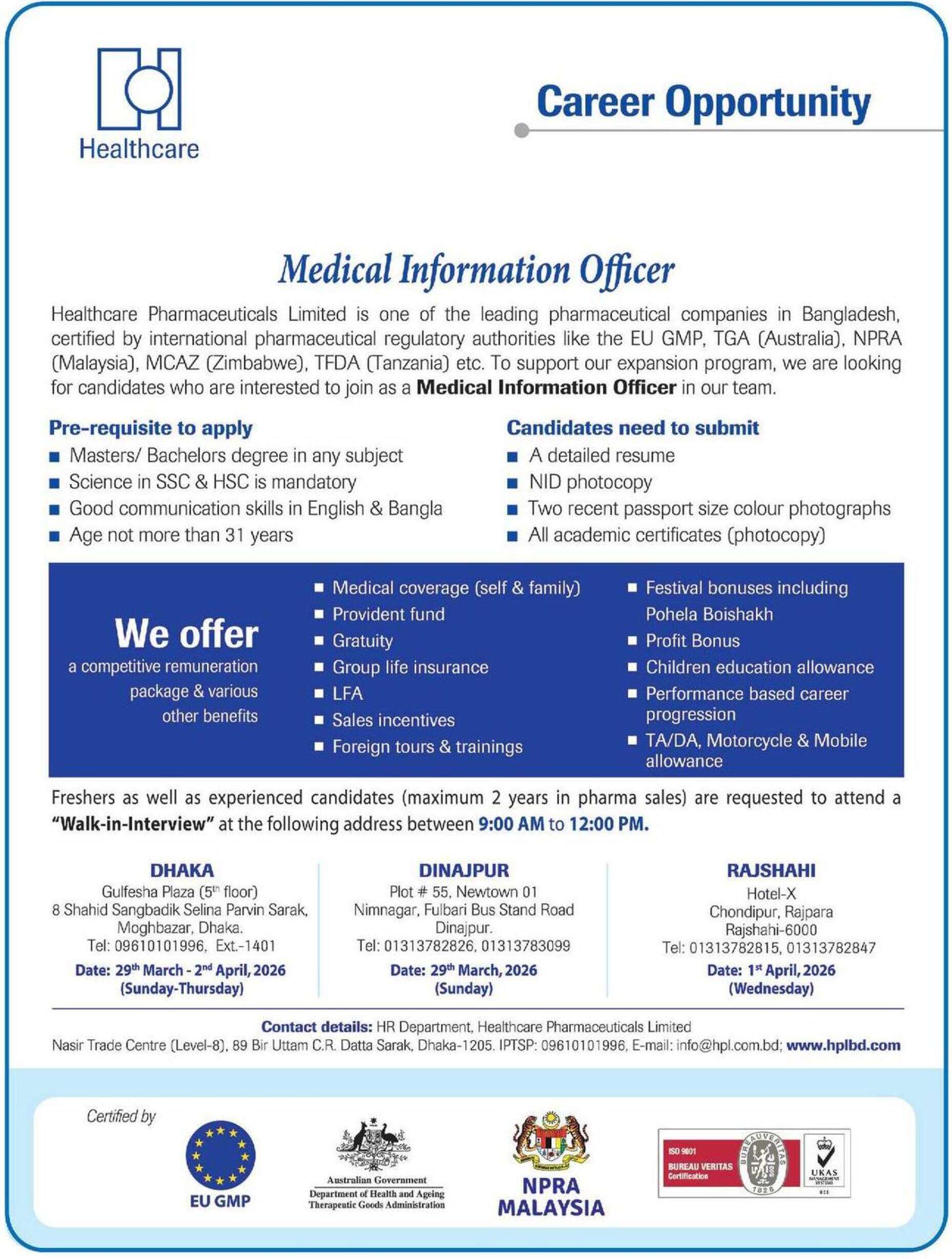 Healthcare Pharmaceuticals Job Circular 2026