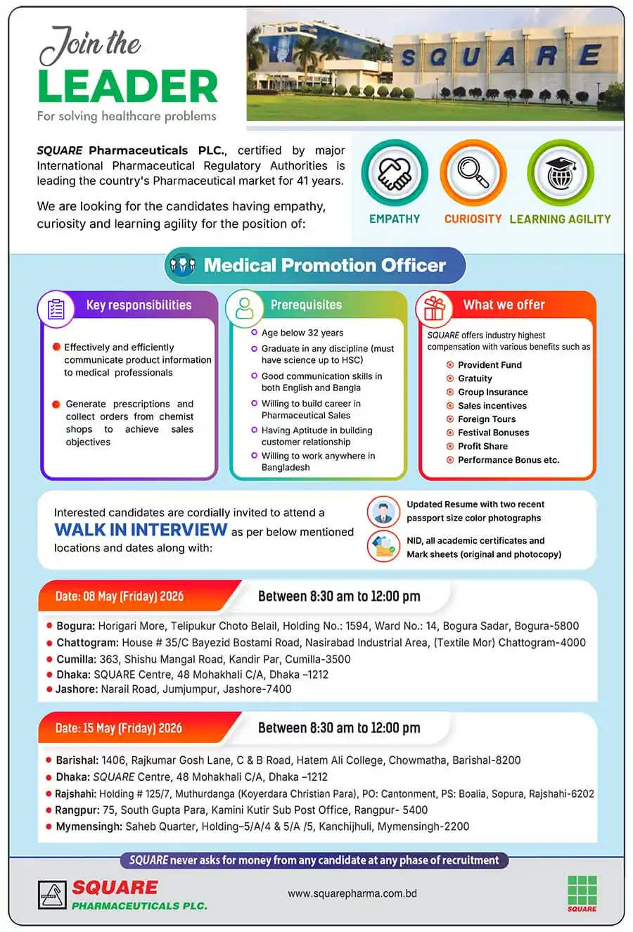 Square Pharmaceuticals Job Circular